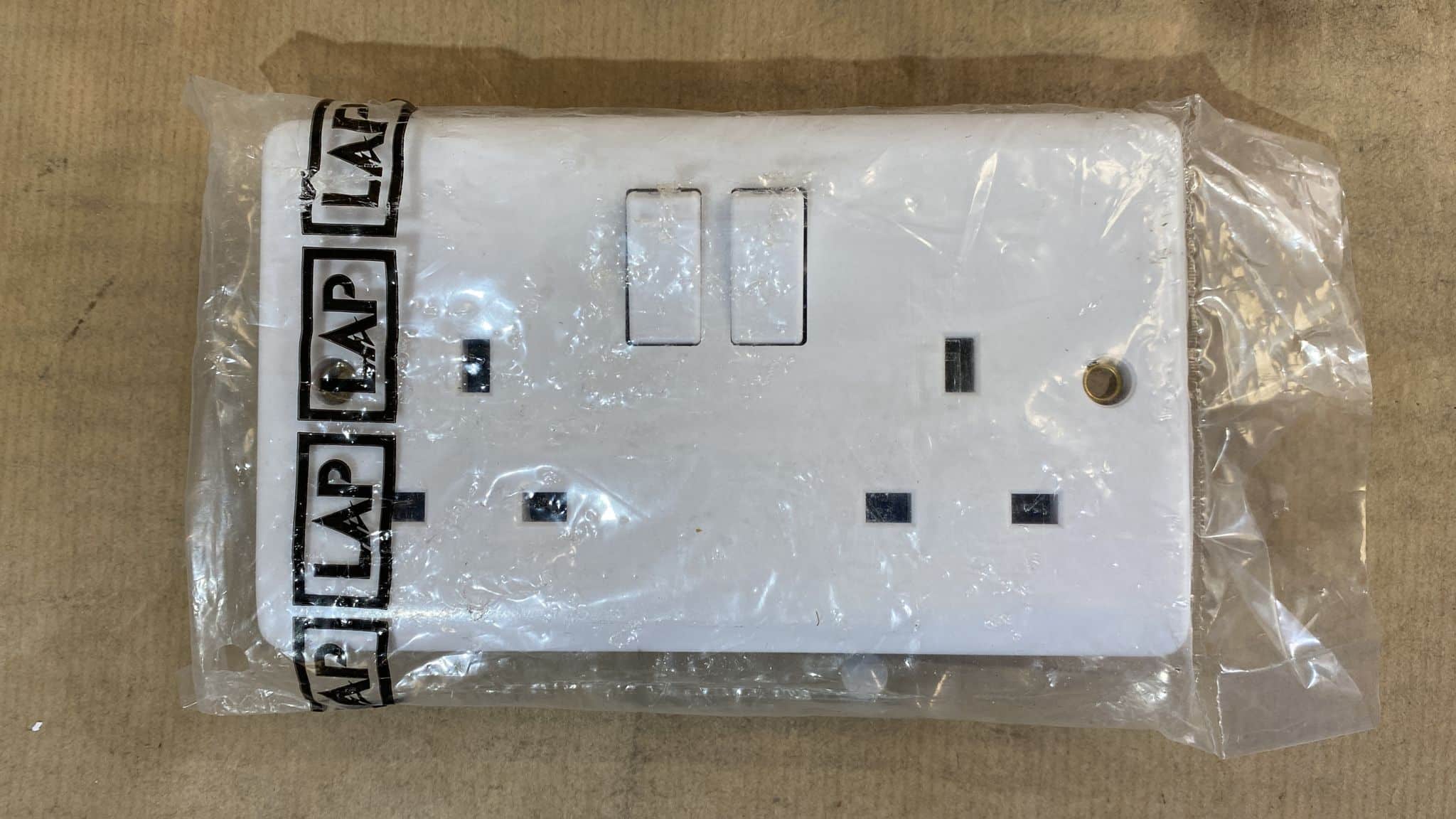 LAP White Double 13A Switched Socket with White inserts 1201