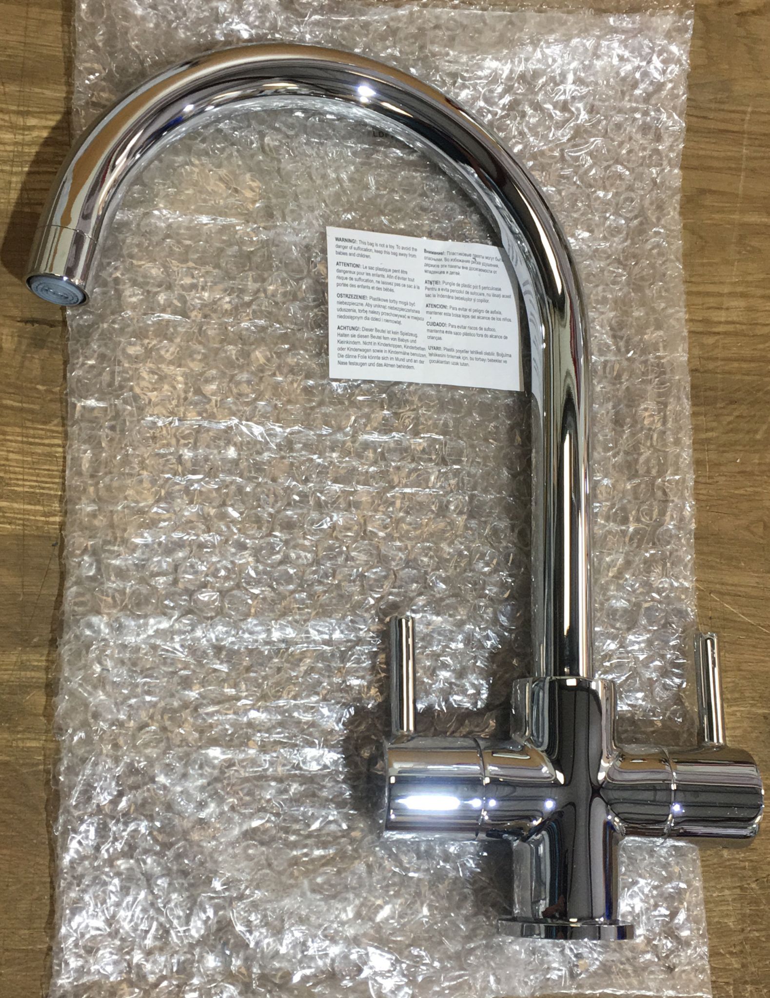 Cooke & Lewis Amsel Chrome effect Kitchen Twin lever Tap ¼ turn handle 0303
