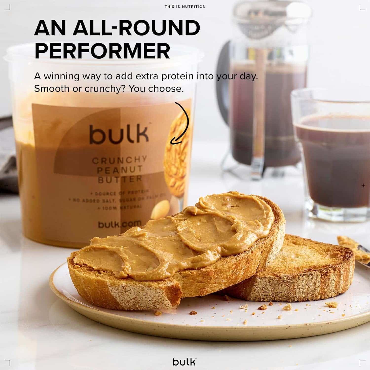 Bulk Natural Roasted Peanut Butter Tub, Crunchy, 1 kg-Exp: 17/07/2024-0150