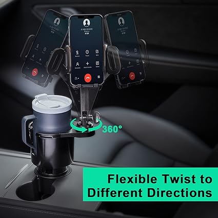 Car Cup Holder Expander Adjustable Base with Phone Mount -8408