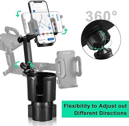 Car Cup Holder Expander Adjustable Base with Phone Mount -8408