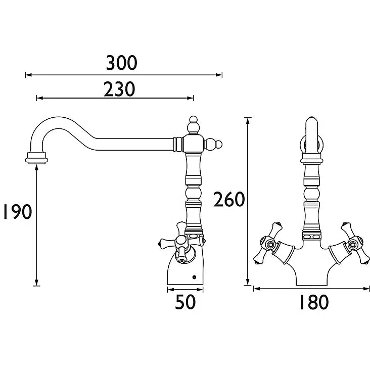 Bristan Colonial Chrome effect Kitchen Mixer Tap 9404