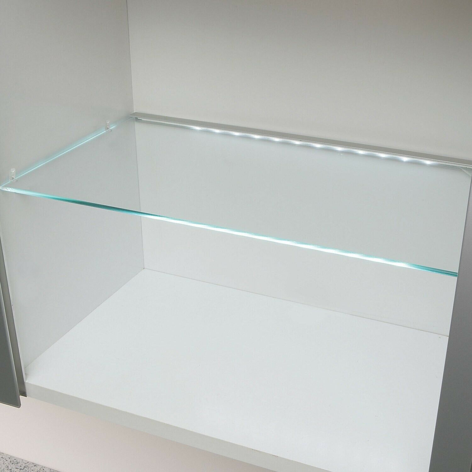 Clear Glass cupboard shelf (L)463mm (D)247mm-1336-No