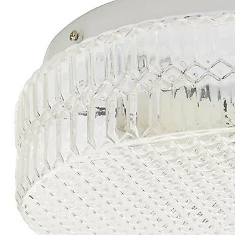 Colours Oreste White Halogen Ceiling light E27 Facetted Glass Shade 2846