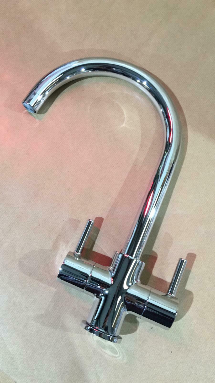 Cooke & Lewis Amsel Chrome effect Kitchen Twin lever Tap ¼ turn handle 0303