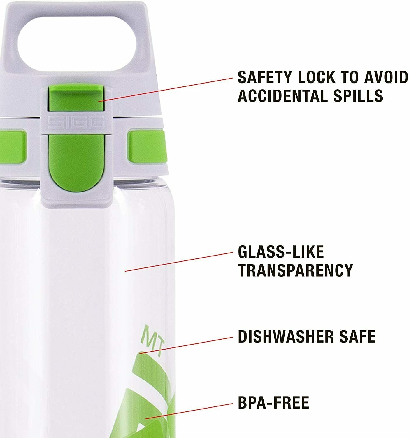 SIGG Lightweight Sports Water Bottle Clear + Green 0.75L Tritan BPA Free 2248
