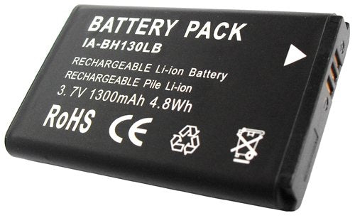 Samsung IA-BH130LB Lithium-Ion (Li-Ion) 1300 mAh 3.7 V Rechargeable Battery – Rechargeable Batteries (Lithium-Ion (Li-Ion), 1300 mAh, 3.7 V, 4.8 Wh, Black, RoHS)