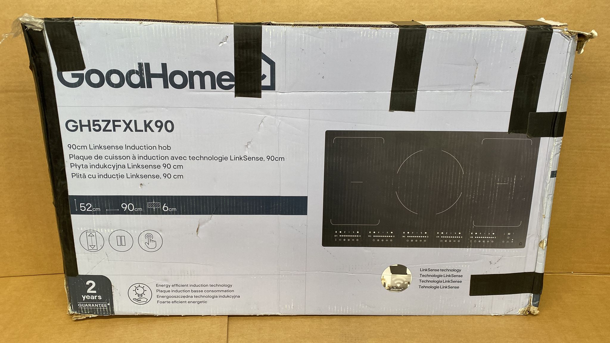 GoodHome Linksense Induction Hob Glass & steel (W)900mm-Black GH5ZFXLK90 5809
