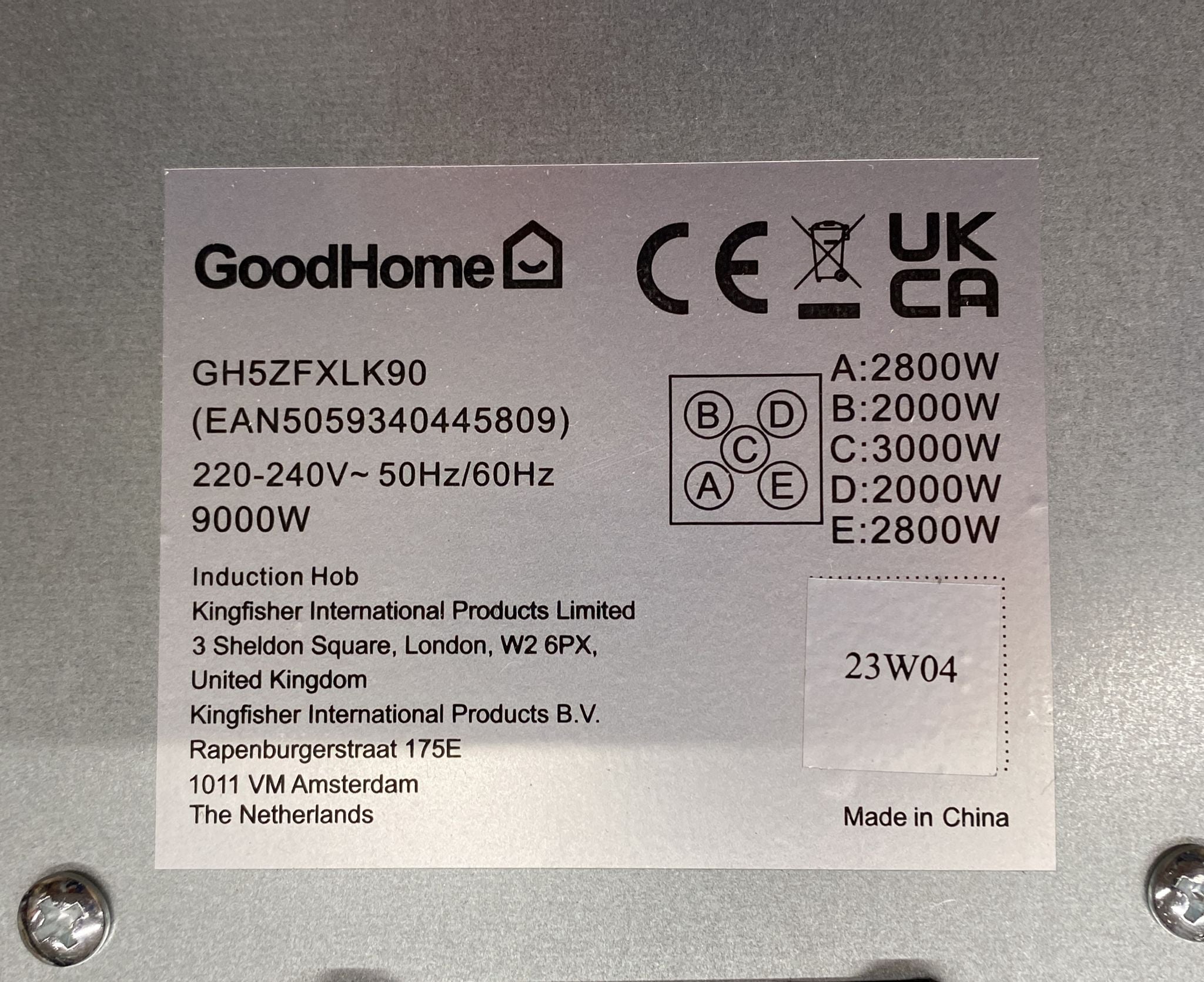 GoodHome Linksense Induction Hob Glass & steel (W)900mm-Black GH5ZFXLK90 5809