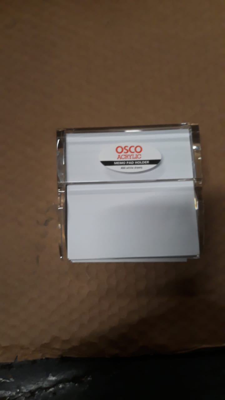 OSCO Clear Acrylic Memo Pad Holder with 400 Sheets 6709
