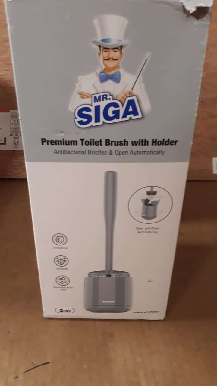 MR.SIGA Toilet Bowl Brush and Holder for Bathroom Cleaning-Grey-6751