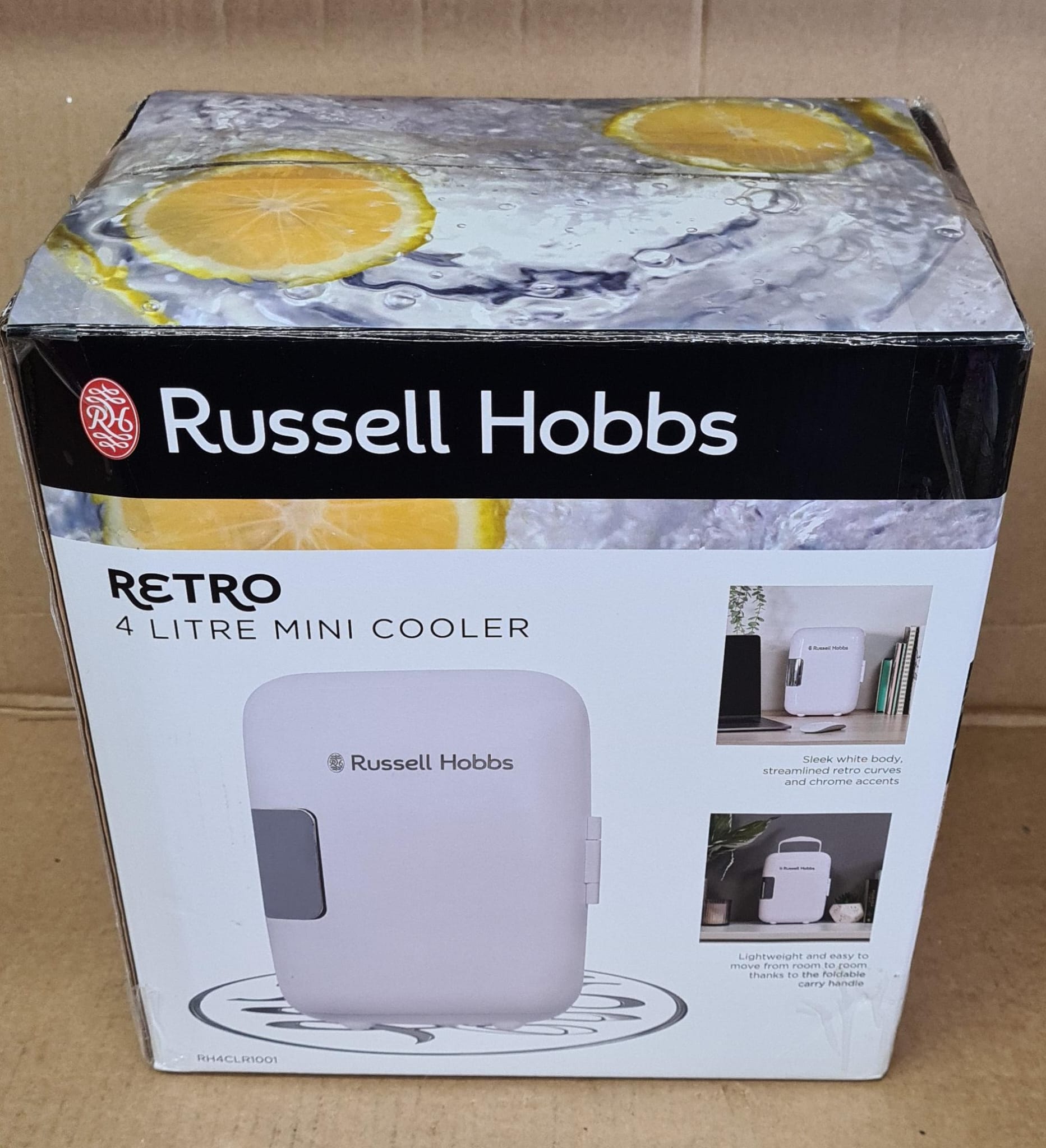 Russell Hobbs Mini Cooler 4L 6 Cans Portable for Drinks and Cosmetics White-  0745