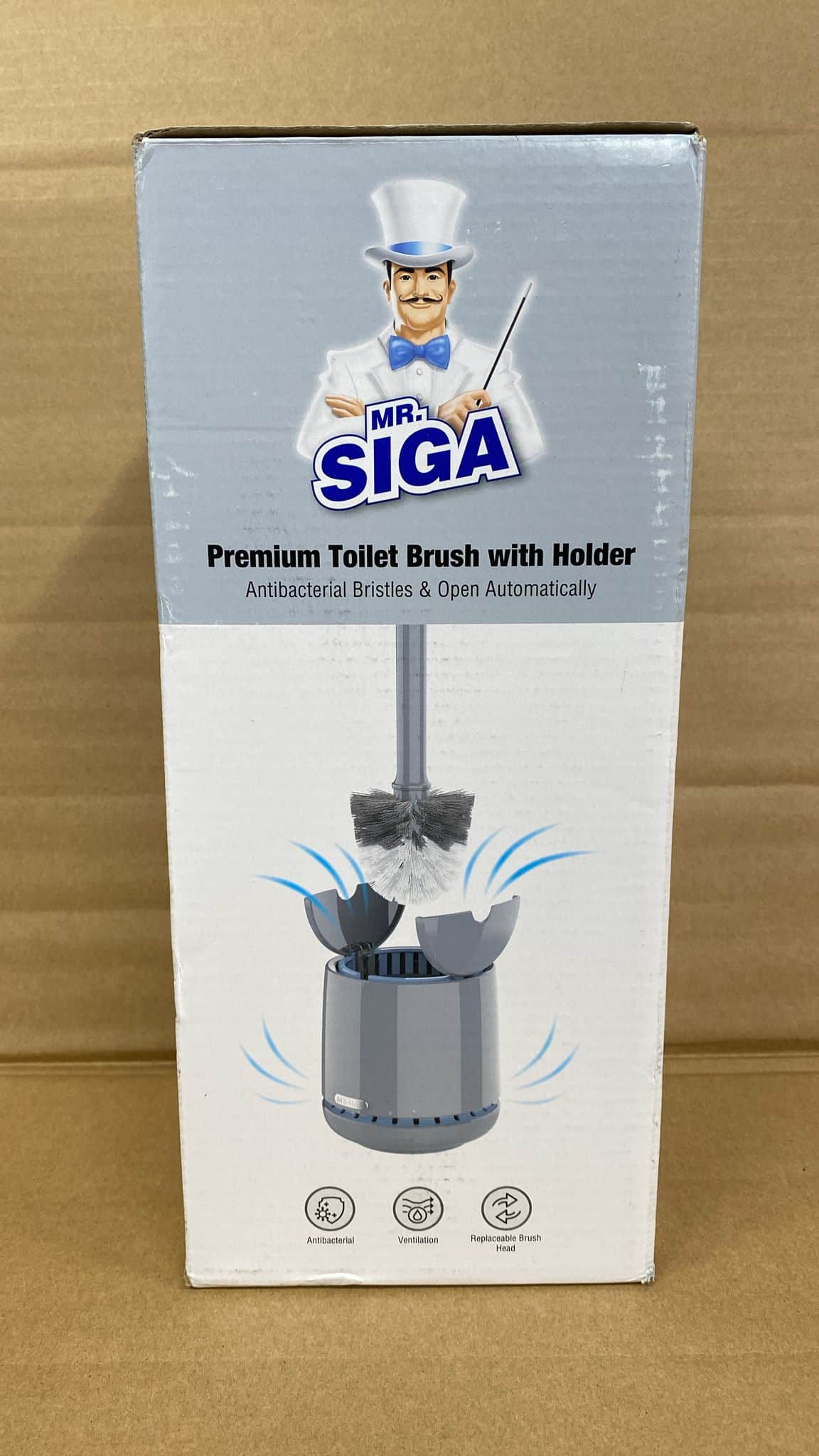 MR.SIGA Toilet Bowl Brush and Holder for Bathroom Cleaning-Grey-6751