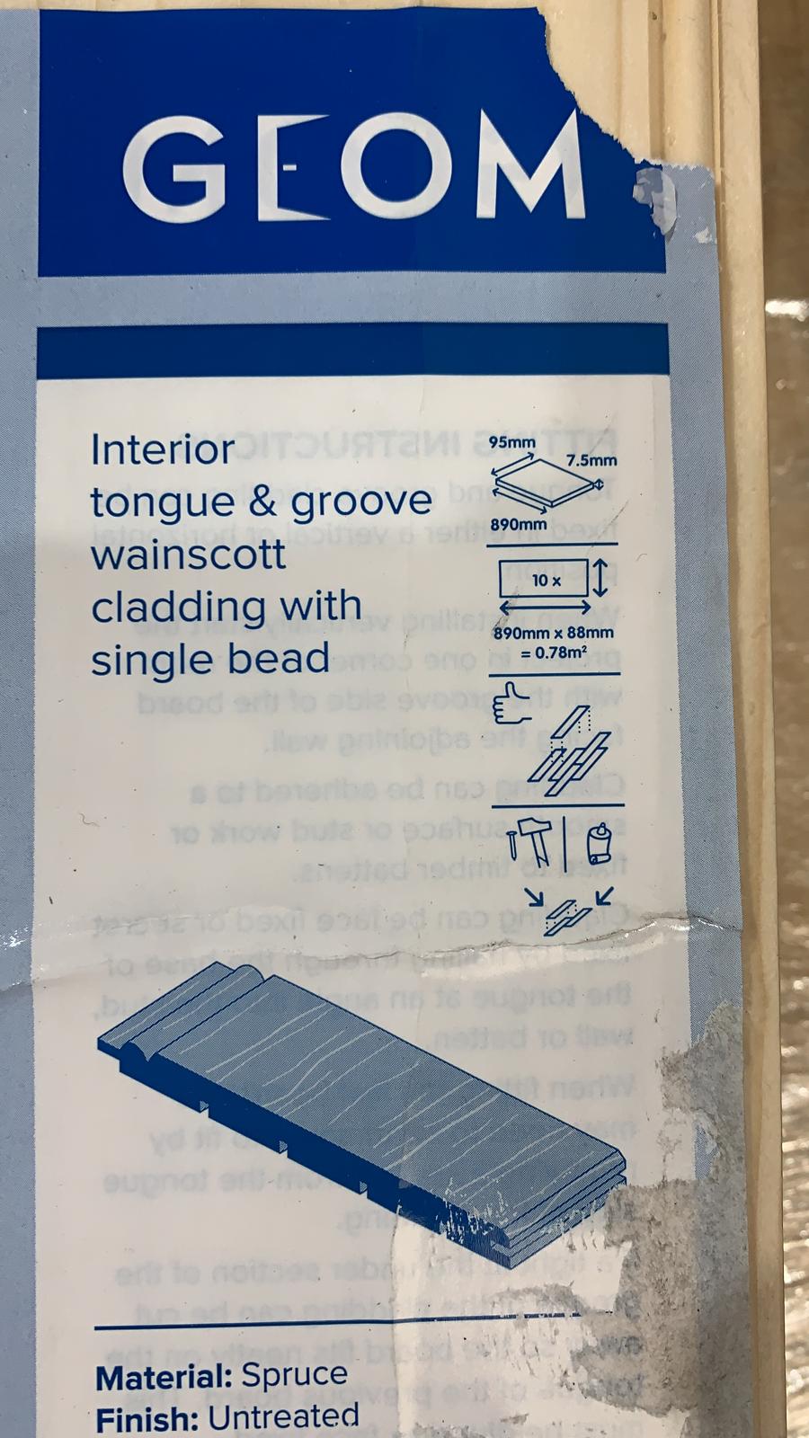 Smooth Spruce Tongue & groove Cladding (L)0.89m (W)95mm (T)7.5mm, Pack of 6