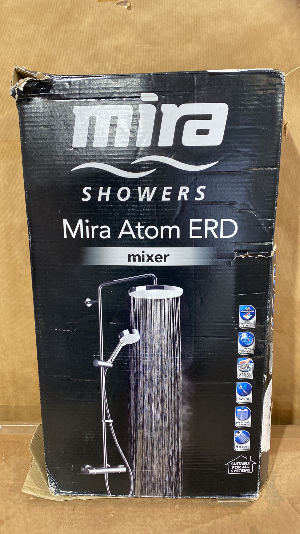 Mira Atom ERD Chrome effect Shower 1.1836.003 Fixed Shower Head with Diverter 3571