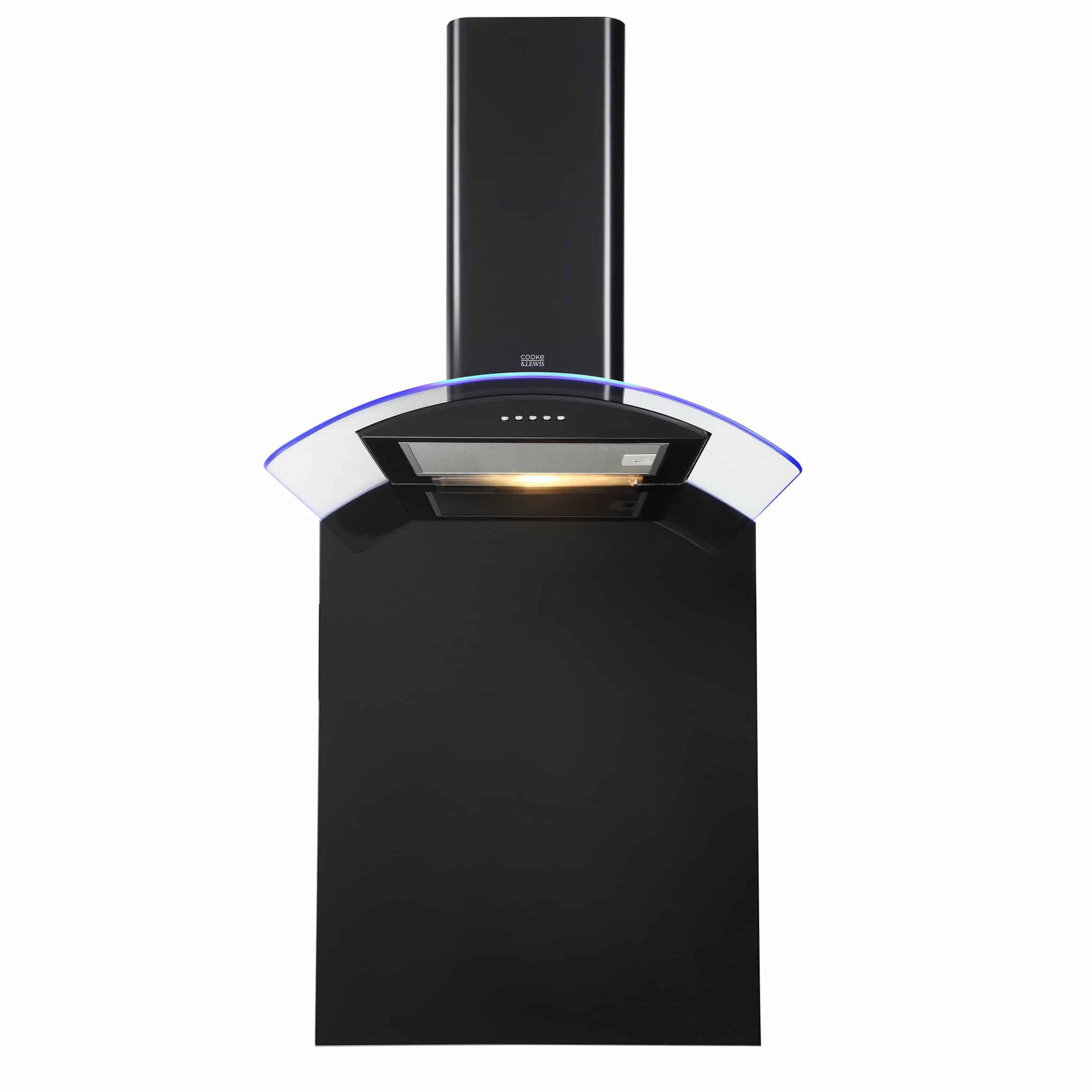 Cooke & Lewis Steel Cooker hood with splashback (W)60cm - Black-CLCGLEDB60 5435