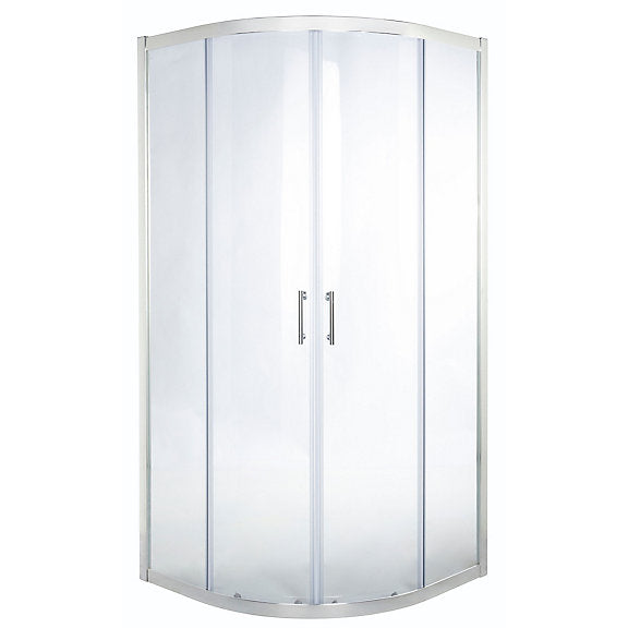 Cooke & Lewis Onega Framed Transparent Silver effect Quadrant Shower enclosure - Corner entry double sliding door