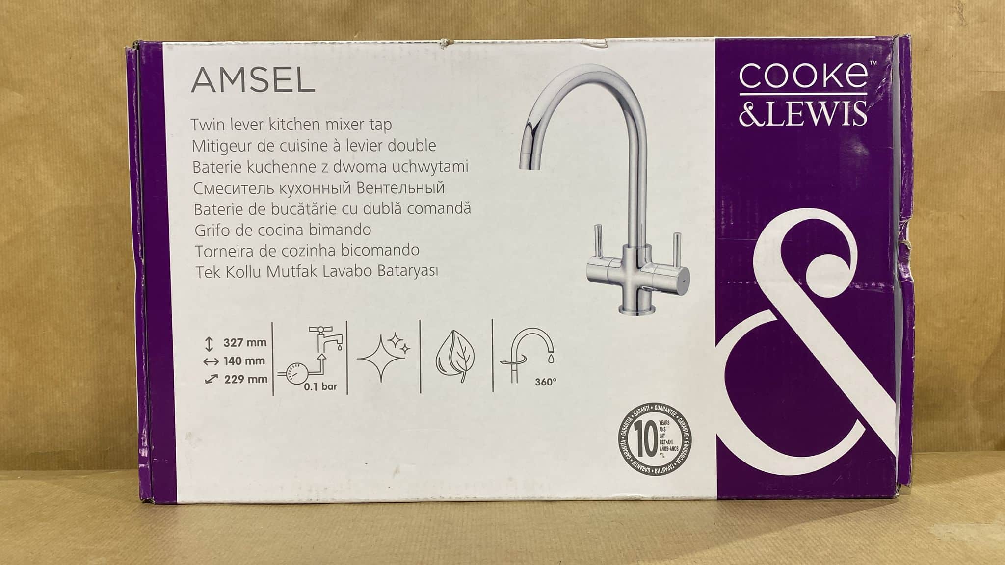 Cooke & Lewis Amsel Chrome effect Kitchen Twin lever Tap ¼ turn handle 0303