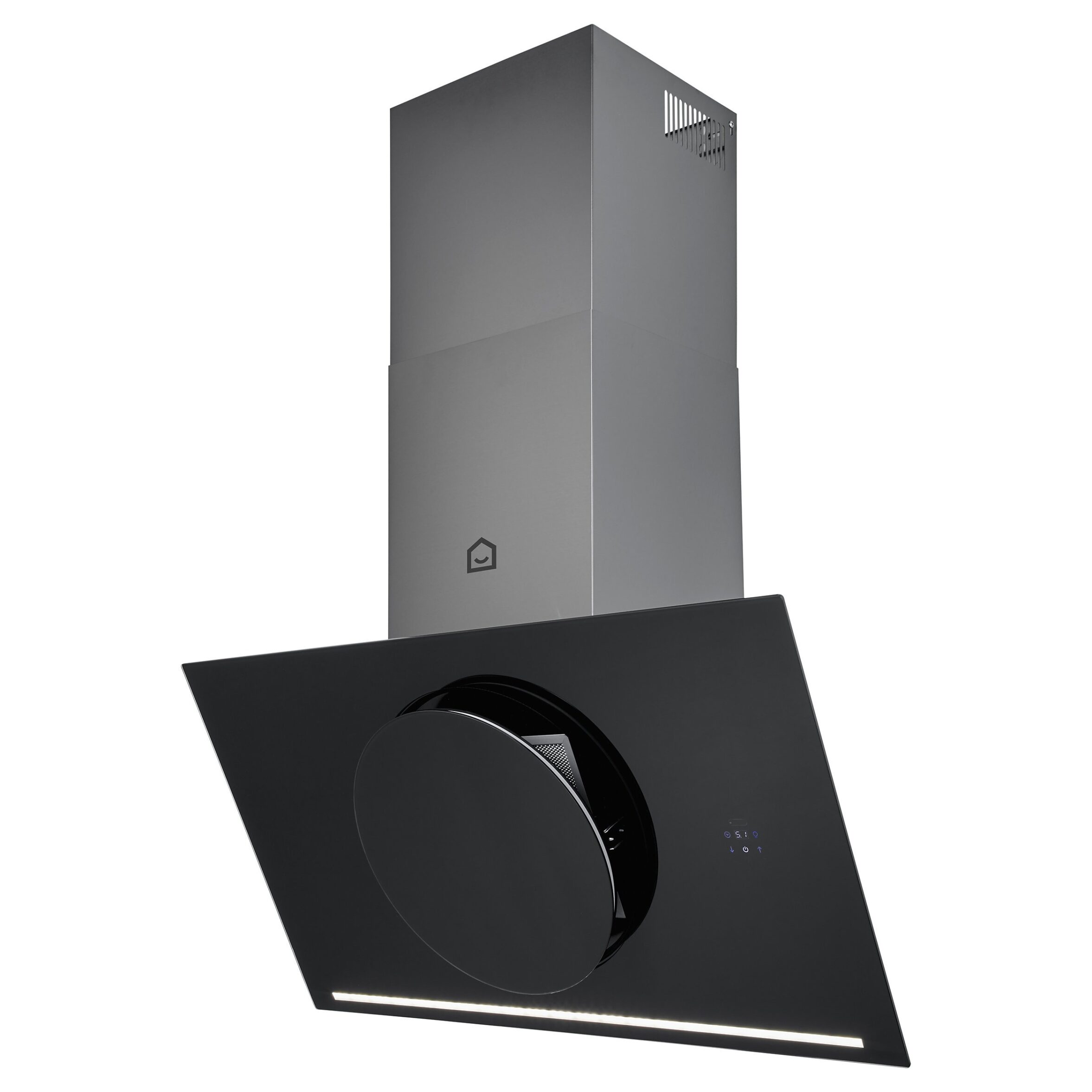 GoodHome Bamia-Cooker hood-Glass-(W)90cm Black-GHAGRO90-4313