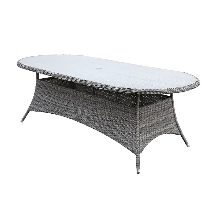 GoodHome Hamilton Rattan effect 8 seater Fixed Dining table, Rattan Garden Table - No Glass Top 0609