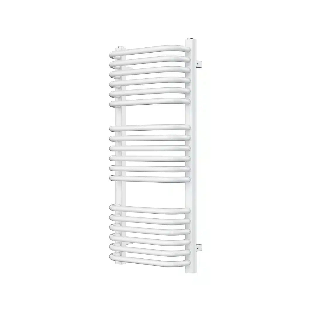 GoodHome Lilium, White Vertical Curved Towel radiator (W)400mm x (H)900mm 6057D