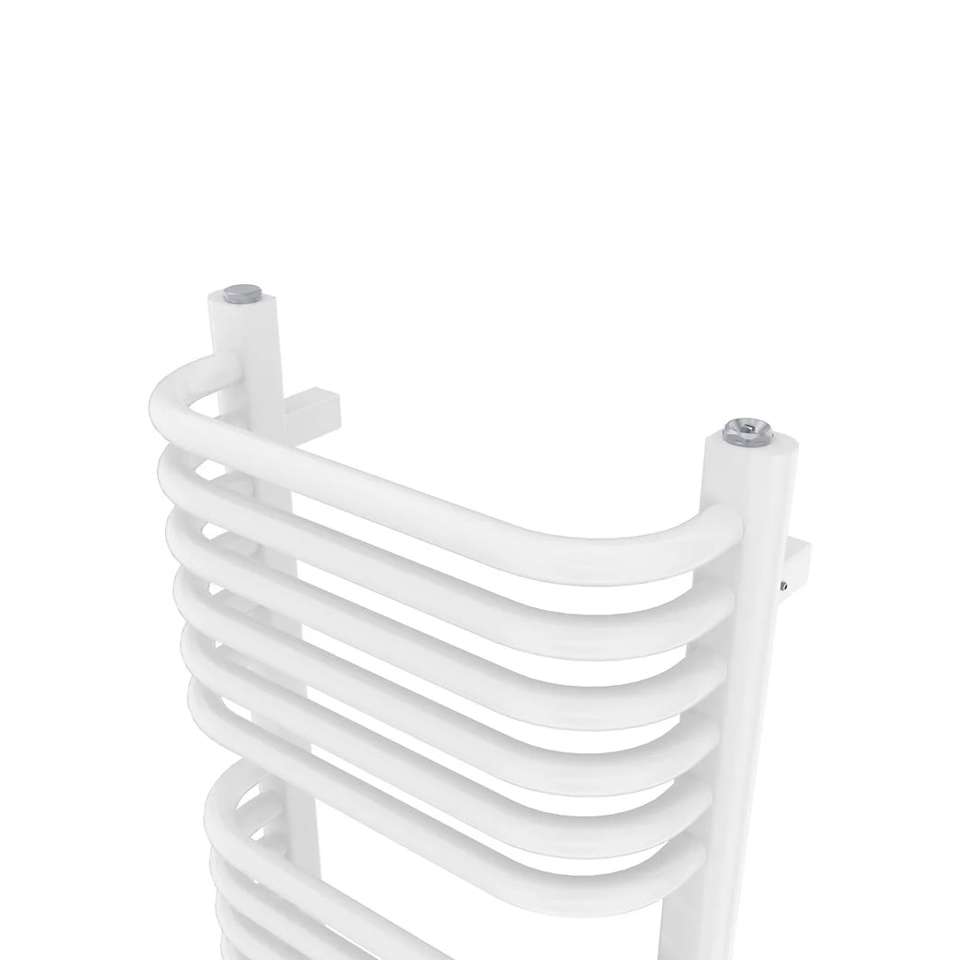 GoodHome Lilium, White Vertical Curved Towel radiator (W)400mm x (H)900mm 6057D