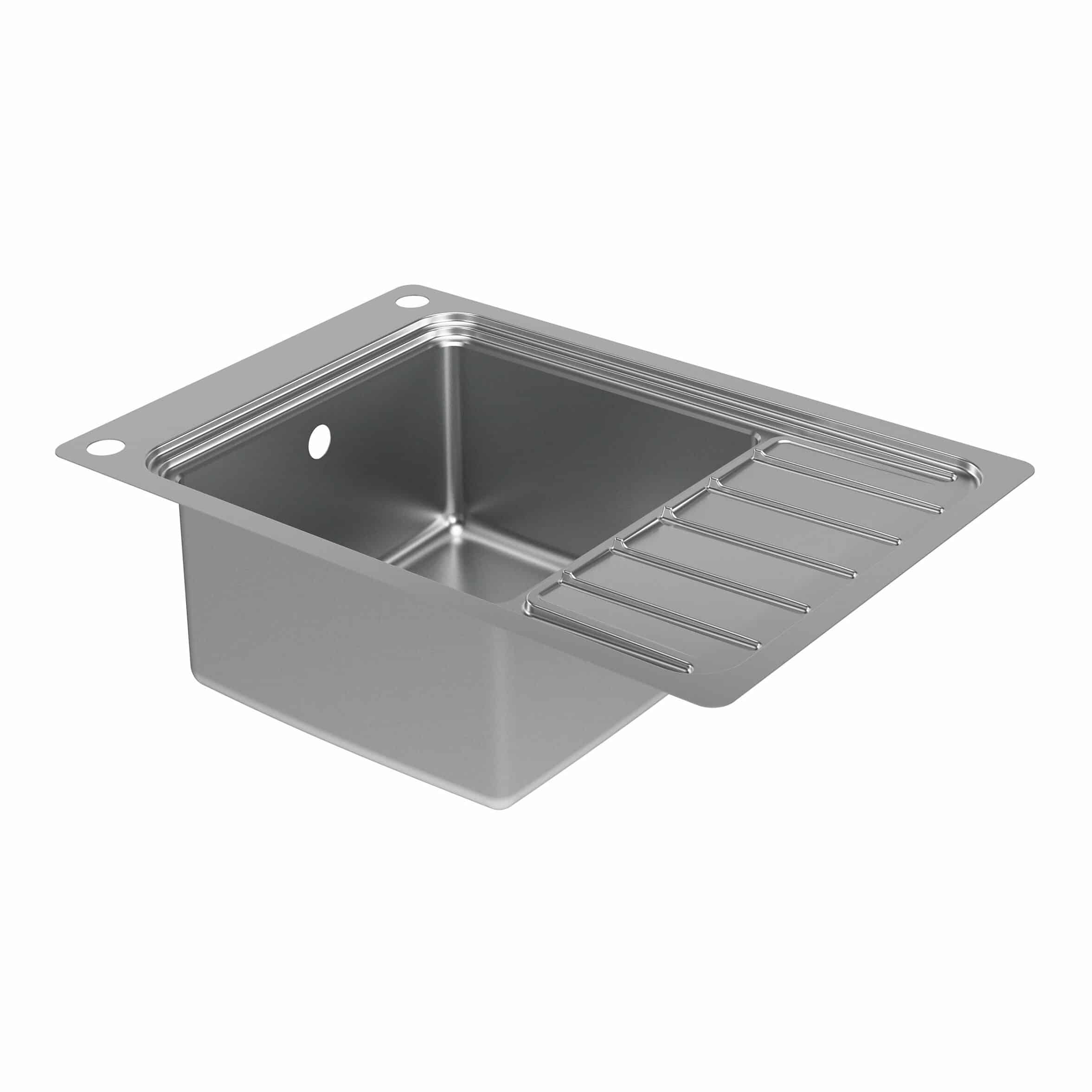 GoodHome Romesco Brushed Stainless steel 1 Bowl Kitchen sink With compact drainer-8762