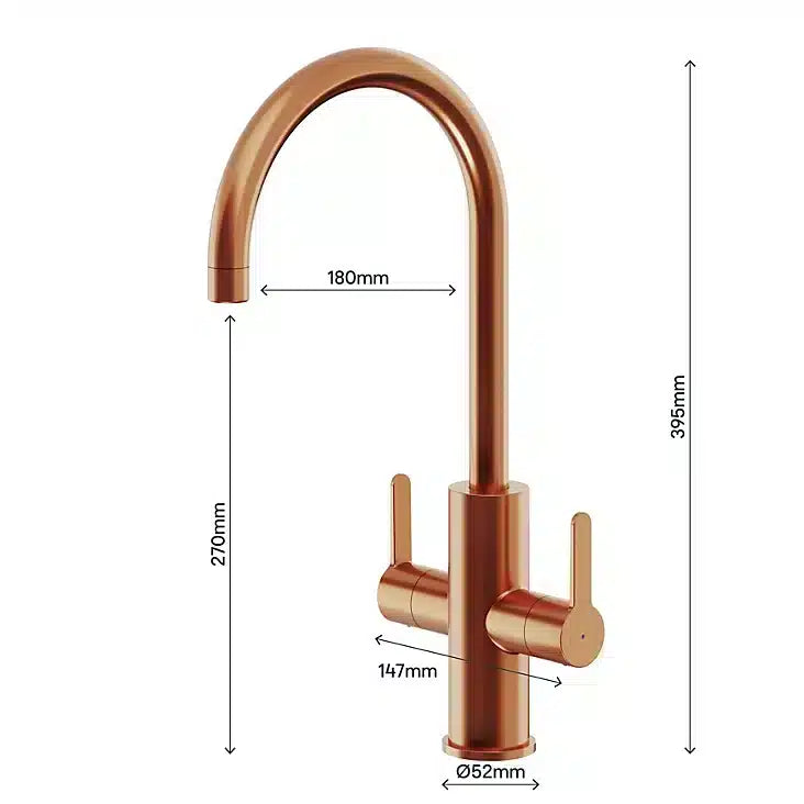 GoodHome Zanthe Copper effect Kitchen Twin lever Tap 1010