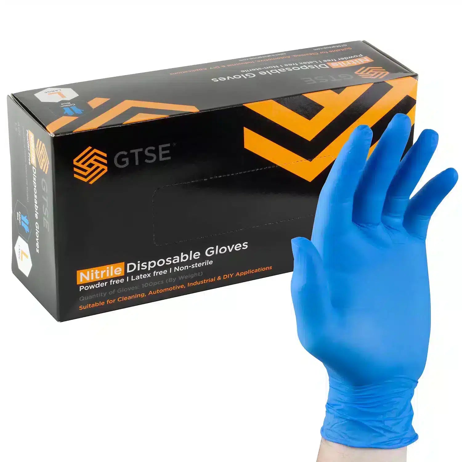 GTSE Blue Nitrile Disposable Gloves, Latex & Powder Free-1577