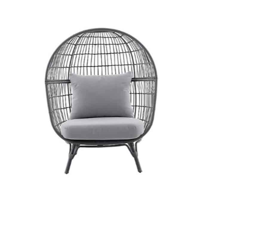 GoodHome Apolima Steel grey Rattan effect Egg chair Garden Furniture 7858