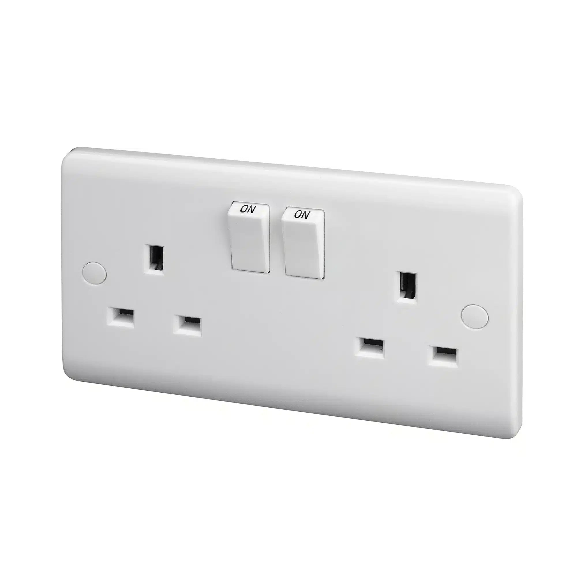 LAP White Double 13A Switched Socket with White inserts 1201