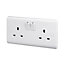 LAP White Double 13A Switched Socket with White inserts 1201