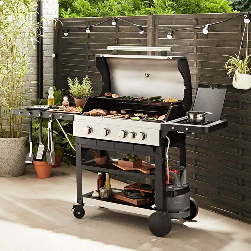 GoodHome Owsley 4.1 Black 4 burner Gas Barbecue +1 Side Burner Outdoor Grill 7896