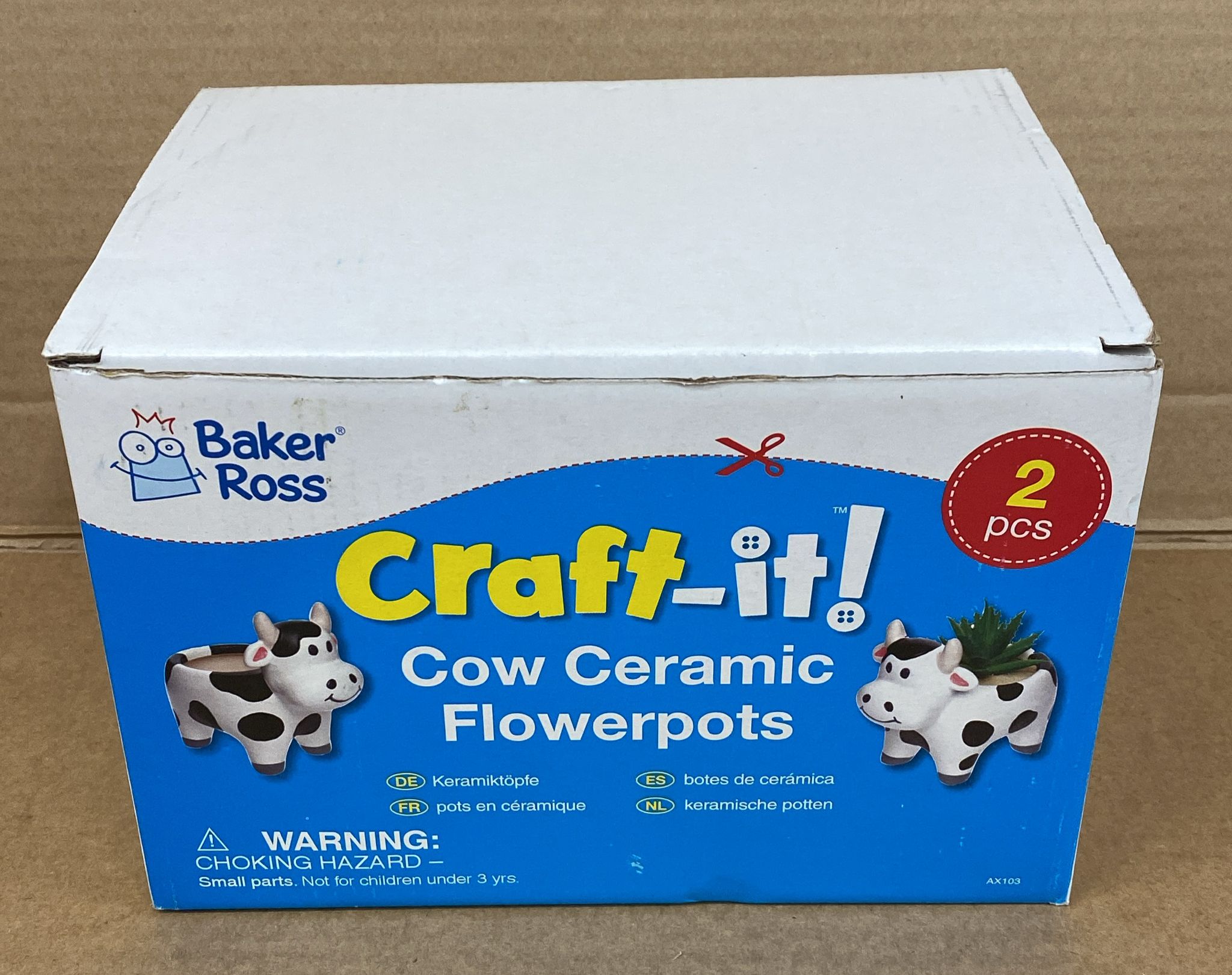 Baker Ross Cow Flower Pots (2 Pieces) Craft Supplies and Craft Kits for Kids-i3. 7137